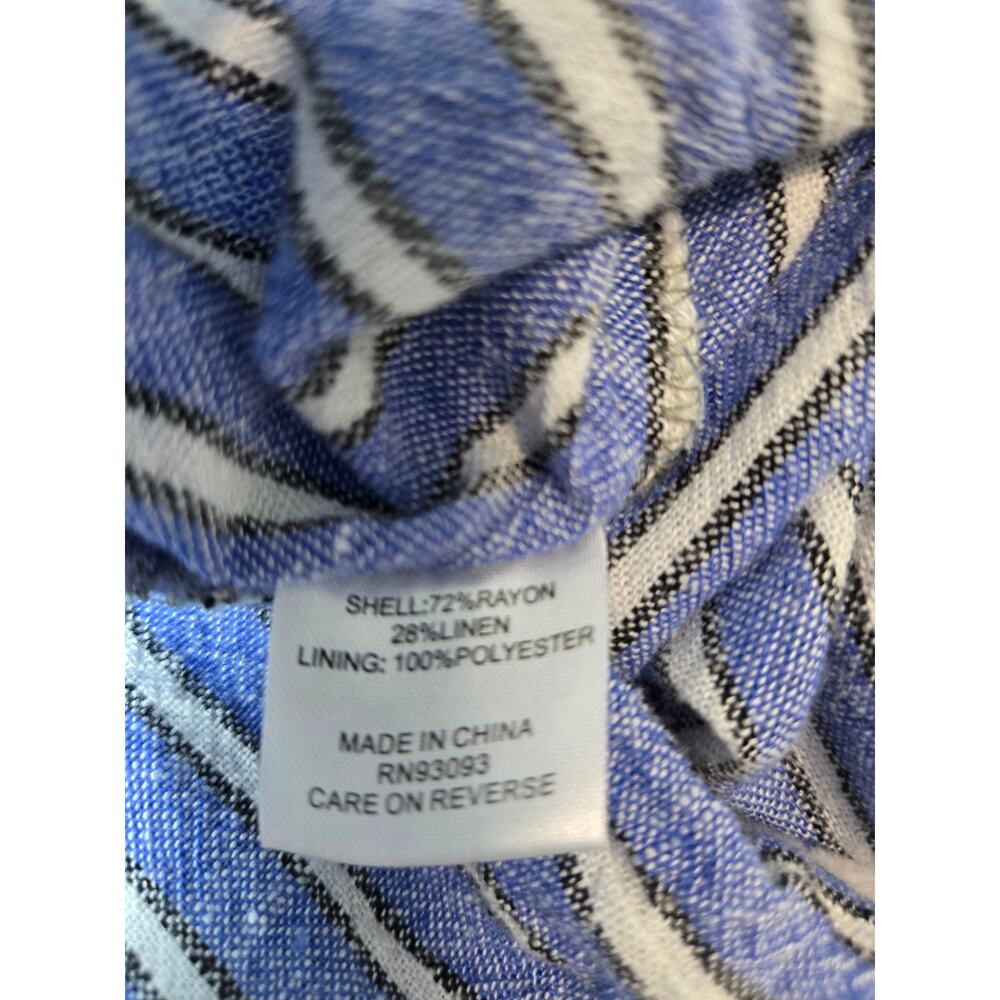 Tyler Boe Blue and White Stripe Straight Leg Pant, Elastic Tie Waist, Size M - Picture 7 of 9